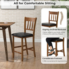 25.5 Inch Counter Height Bar Chair Set of 2 with Backrest Padded Seat