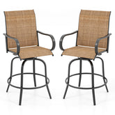 2 Pieces 360 Rotating Bar Stool Set with Armrests for Patio