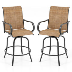 2 Pieces 360 Rotating Bar Stool Set with Armrests for Patio