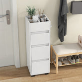 Bathroom Floor Cabinet with 3 Drawers, 4 Top Dividers and 1 Towel Rack