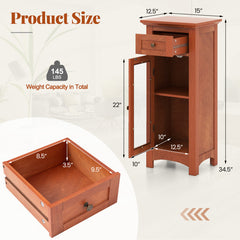 Bathroom Freestanding Storage Cabinet with Single Glass Door