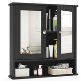 Double Door Wall-Mounted Bathroom Mirror Cabinet with Storage Shelf