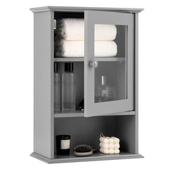 Wall Mounted Adjustable Hanging Storage Medicine Cabinet with Open Shelf