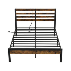 Twin/Full/Queen Size Bed Frame with Charging Station and Storage Headboard