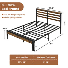 Twin/Full/Queen Size Bed Frame with Charging Station and Storage Headboard