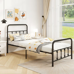 Bed Frame with Headboard and Under Bed Storage Black