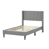 Twin/Queen Bed Frame with Linen Upholstered Wingback Headboard