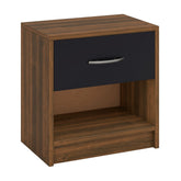 Bedside Table Nightstand with Drawer and Open Storage Shelf