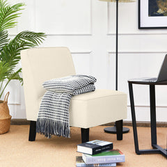 Modern Armless Accent Chair with Rubber Wood Legs