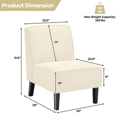 Modern Armless Accent Chair with Rubber Wood Legs