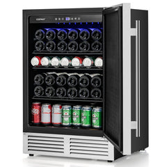24 Inches Beverage Refrigerator with Removable Shelves and Adjustable Temperature