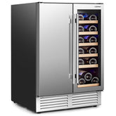 2-in-1 Beverage and Wine Cooler with Independent Temperature Control and LED Lights