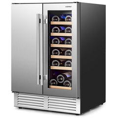 2-in-1 Beverage and Wine Cooler with Independent Temperature Control and LED Lights