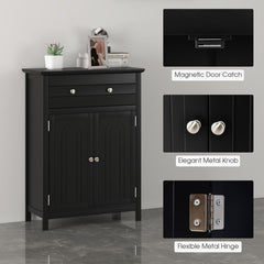 2-Door Freestanding Bathroom Cabinet with Drawer and Adjustable Shelf