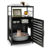 Cat Litter Box Enclosure with Louvered Door and 3-Tier Shelf