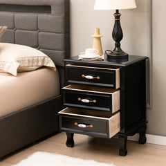 3 Drawers Nightstand with Solid Wood Legs for Living Room Bedroom