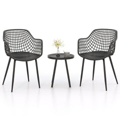 3 Piece Patio Chair Set with PP Seat and Tabletop for Porch