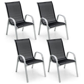 4 Pieces Stackable Patio Dining Chairs Set with Armrest
