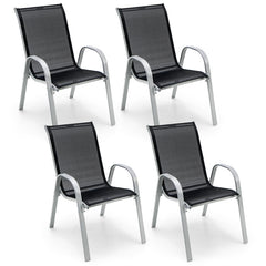 4 Pieces Stackable Patio Dining Chairs Set with Armrest