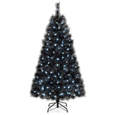 6/7/8 Feet Black Artificial Halloween Christmas Tree with PVC Branch Tips and 210/320/450 Cool White LED Lights