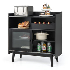 Kitchen Buffet Sideboard with Wine Rack and Sliding Door