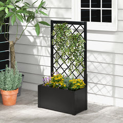 44 Inch Metal Raised Garden Bed with Trellis