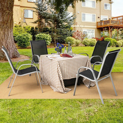 4 Pieces Stackable Patio Dining Chairs Set with Armrest