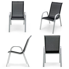 4 Pieces Stackable Patio Dining Chairs Set with Armrest