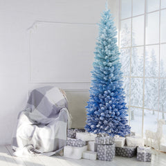 6 Feet Blue Gradient Snow Flocked Artificial Christmas Tree