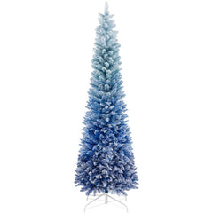 7 Feet Blue Gradient Snow Flocked Artificial Christmas Tree