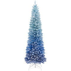 6 Feet Blue Gradient Snow Flocked Artificial Christmas Tree