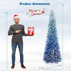 7 Feet Blue Gradient Snow Flocked Artificial Christmas Tree