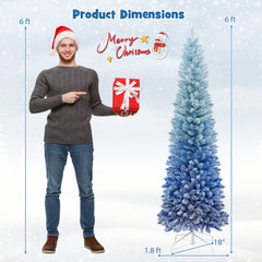 6 Feet Blue Gradient Snow Flocked Artificial Christmas Tree