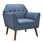 Modern Tufted Fabric Accent Chair with Rubber Wood Legs