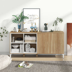 63 Inches Buffet Sideboard with 4 Compartments and Push-to-Open Cabinet