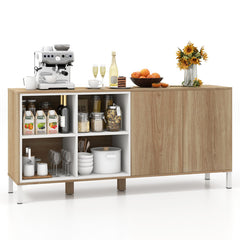 63 Inches Buffet Sideboard with 4 Compartments and Push-to-Open Cabinet