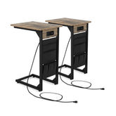 Set of 2 C Shaped End Table with Charging Station