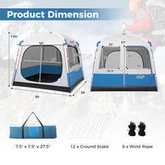 5 Person Camping Tent with Mesh Windows and Carrying Bag for Camping Hiking Traveling