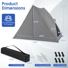 Pop-up Camping Tent for 2-3 People with Carry Bag and Rainfly for Backpacking Hiking Trip