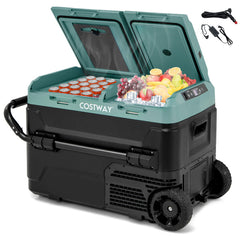 Dual Zone 12V 42QT Car Refrigerator with Wheels