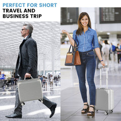 16 Inch Under-seat Carry On Luggage with Spinner Wheels and Laptop Compartment