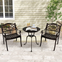 Cast Aluminum Dining Chairs Set of 2 with Patio Chairs Armrests Flower Pattern