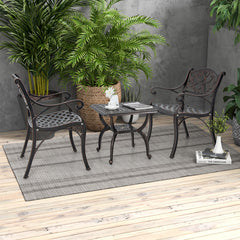 Cast Aluminum Outdoor Side Table with Storage Shelf for Garden Porch