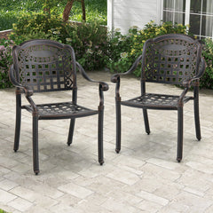 Cast Aluminum Patio Chairs Set of 2 with Armrests