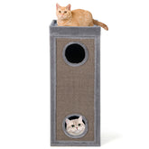 39 Inch Tall Cat Condo with Scratching Posts and 3 Hideaways and 4 Soft Plush Cushions