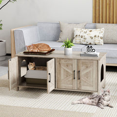 Cat Litter Box Enclosure for 2 Cats Modern Kitty Litter Box Furniture Hidden