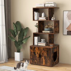 56 Inch Tall Cat Litter Box Enclosure with Storage