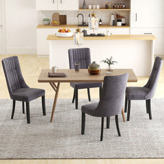 Channel Tufted Dining Chairs Set of 2 Upholstered Kitchen Side Chairs with High Backrest