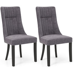 Channel Tufted Dining Chairs Set of 2 Upholstered Kitchen Side Chairs with High Backrest