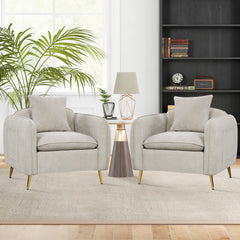 Chenille Velvet Accent Chair with Storage Pockets